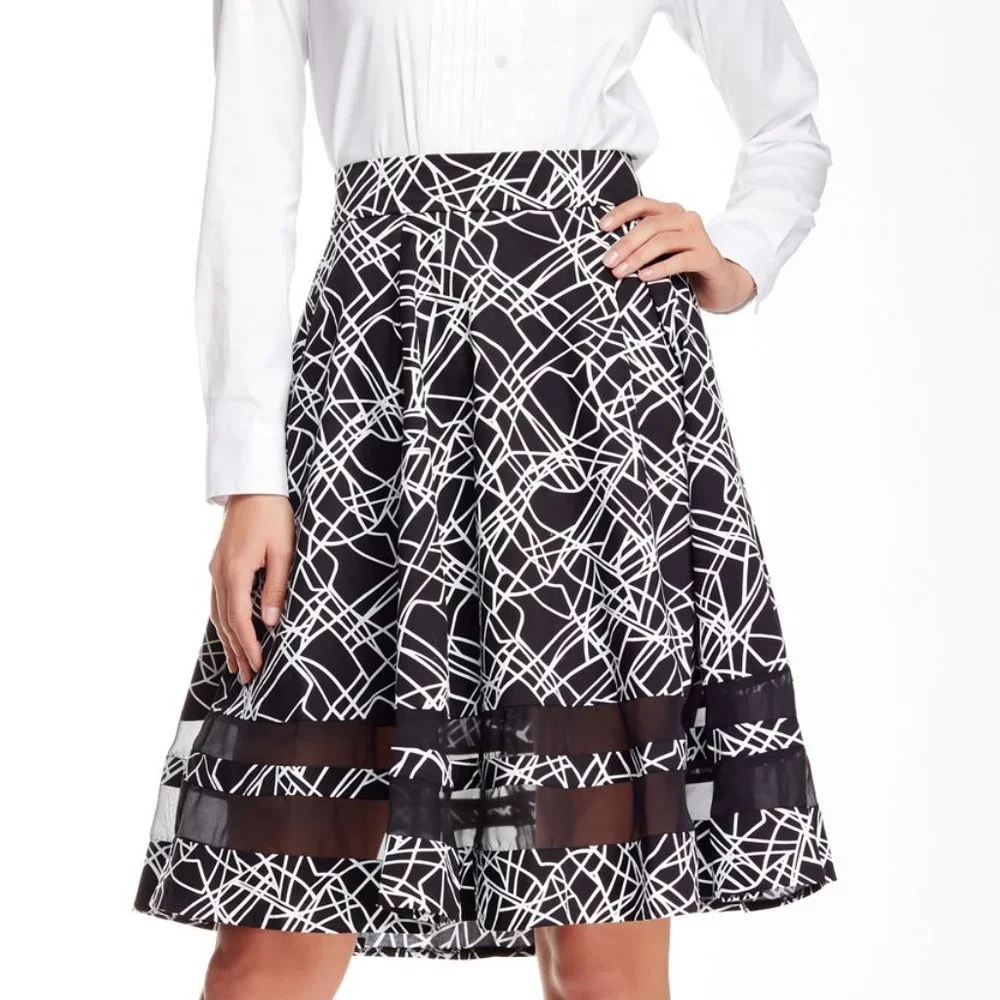 AMANDA & CHELSEA Scribble Print Flare Skirt - Picture 1 of 2